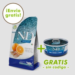 OFERTA N&D OCEAN ARENQUE Y NARANJA CON LATA GRATIS